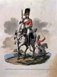 Ein Soldat der 2. oder Royal Northern British Dragoons (Greys) aus 